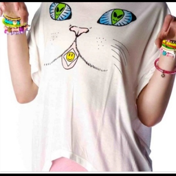 Alien Eyes Acid Cat Tee Shirt 